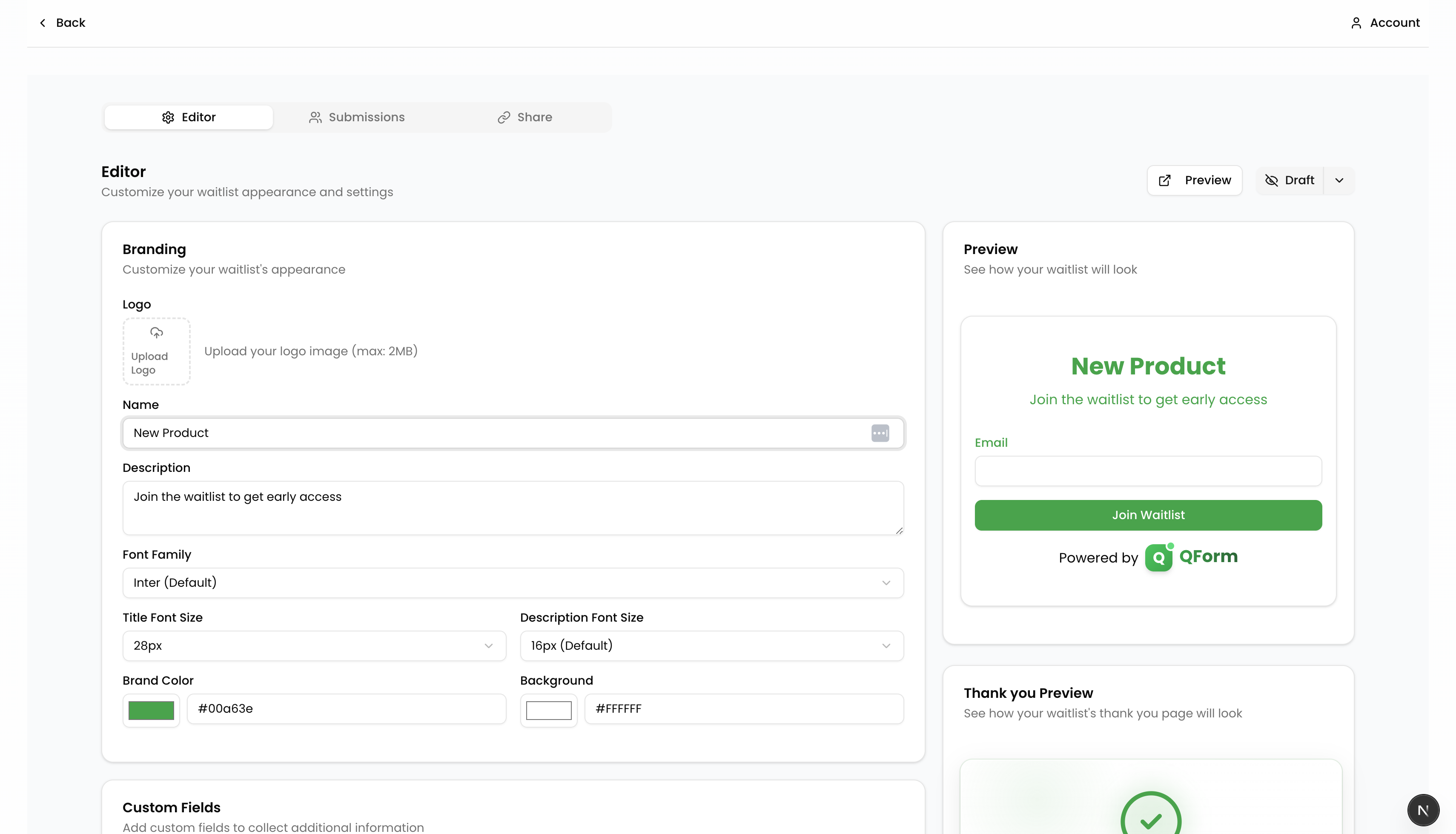 QForm Dashboard